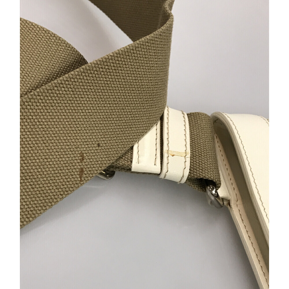 Prada Logo Jacquard Crossbody Bag beige canvas white leather - Picture 6 of 6